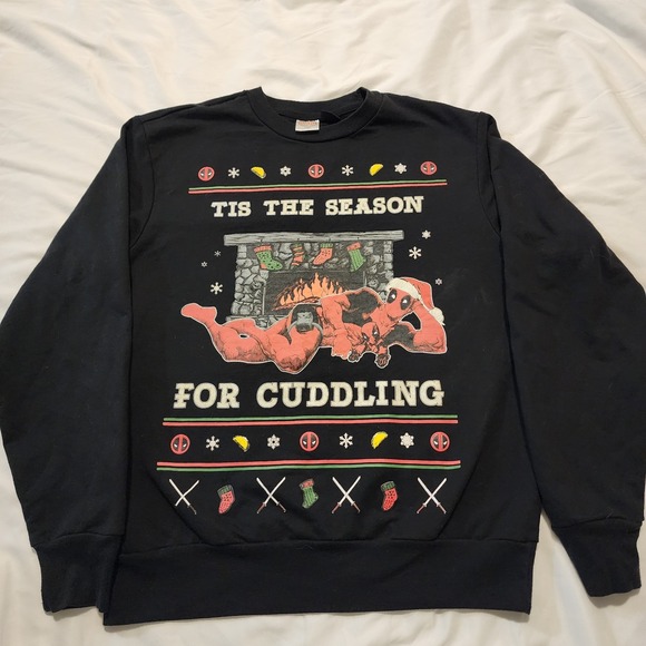 Marvel Other - Ugly Christmas Sweater Deadpool Season For Cuddling Size S Black‎